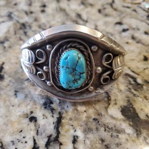 Native American 76g Sterling Turquoise Bracelet